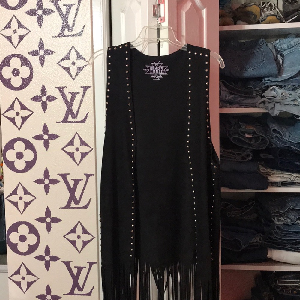 crazy train black fringe duster